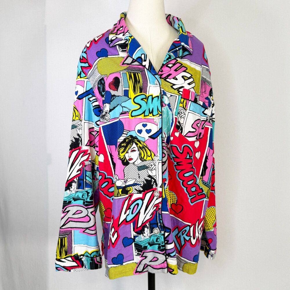 Vintage | Victoria's Secret | Y2K Pop Art Print Pajama Top | Sz XL